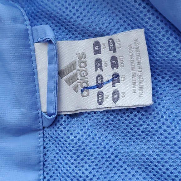 Adidas Baby Blue and White Light Weight Full Zipper Windbreaker Jacket Size L - Picture 3 of 7